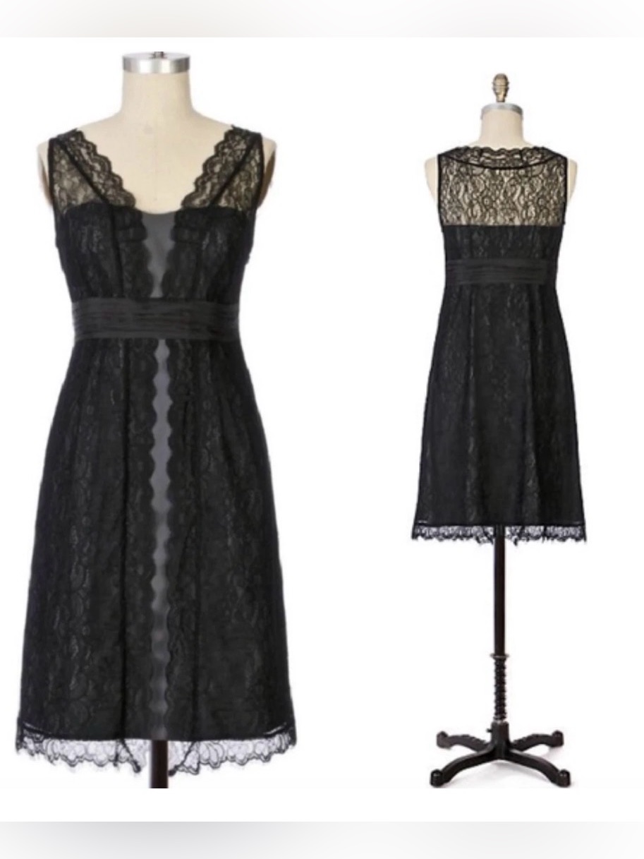 Anthropologie Moulinette Soeurs Shadow Canopy Black Lace Dress Size 4
